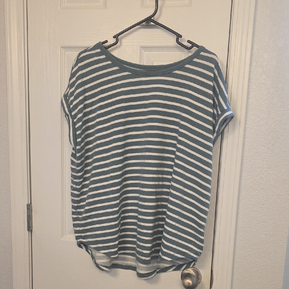 Striped Green and White Women's Top